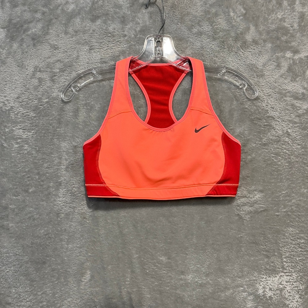 Nike Sports Bra Women Medium Orange Red Dri-FIT Racerback 419413-806